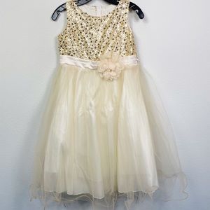 Kid's Dream Gold and Cream Formal Dress
